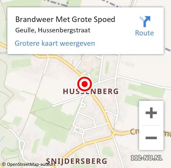 Locatie op kaart van de 112 melding: Brandweer Met Grote Spoed Naar Geulle, Hussenbergstraat op 5 oktober 2020 13:36