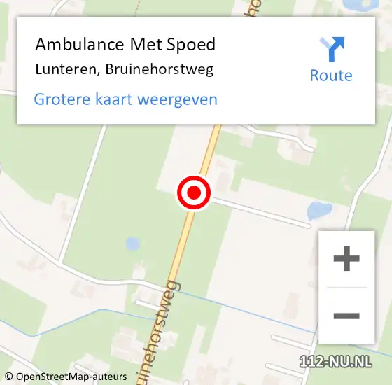 Locatie op kaart van de 112 melding: Ambulance Met Spoed Naar Lunteren, Bruinehorstweg op 5 oktober 2020 15:44