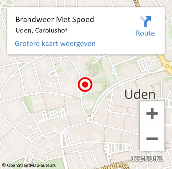 Locatie op kaart van de 112 melding: Brandweer Met Spoed Naar Uden, Carolushof op 5 oktober 2020 16:16