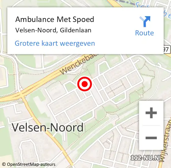 Locatie op kaart van de 112 melding: Ambulance Met Spoed Naar Velsen-Noord, Gildenlaan op 5 oktober 2020 18:46