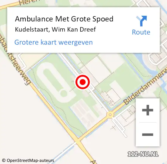 Locatie op kaart van de 112 melding: Ambulance Met Grote Spoed Naar Kudelstaart, Wim Kan Dreef op 5 oktober 2020 20:00