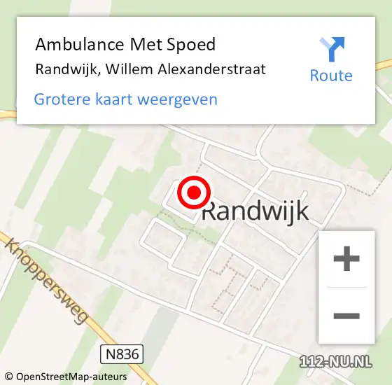 Locatie op kaart van de 112 melding: Ambulance Met Spoed Naar Randwijk, Willem Alexanderstraat op 5 oktober 2020 20:15