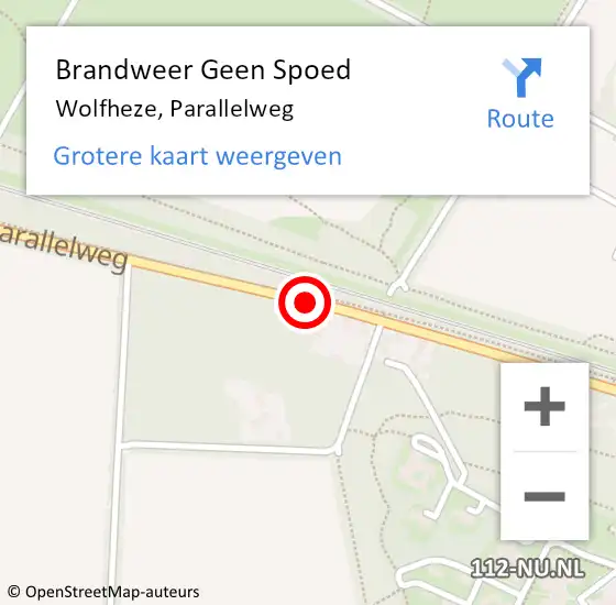 Locatie op kaart van de 112 melding: Brandweer Geen Spoed Naar Wolfheze, Parallelweg op 5 oktober 2020 21:00