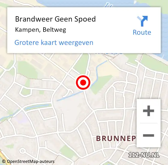 Locatie op kaart van de 112 melding: Brandweer Geen Spoed Naar Kampen, Beltweg op 5 oktober 2020 21:03