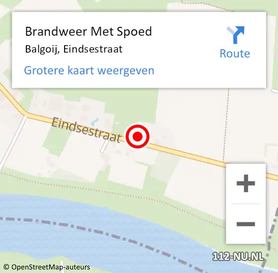 Locatie op kaart van de 112 melding: Brandweer Met Spoed Naar Balgoij, Eindsestraat op 21 mei 2014 01:26