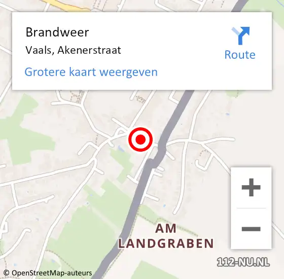 Locatie op kaart van de 112 melding: Brandweer Vaals, Akenerstraat op 21 mei 2014 01:32