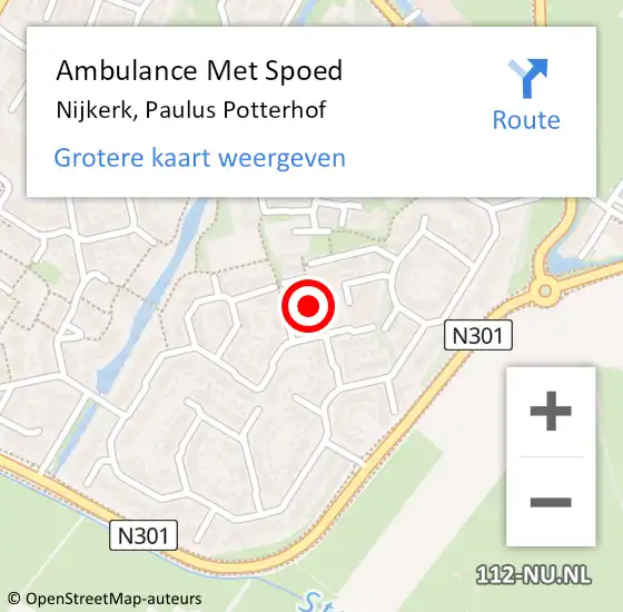 Locatie op kaart van de 112 melding: Ambulance Met Spoed Naar Nijkerk, Paulus Potterhof op 6 oktober 2020 01:24