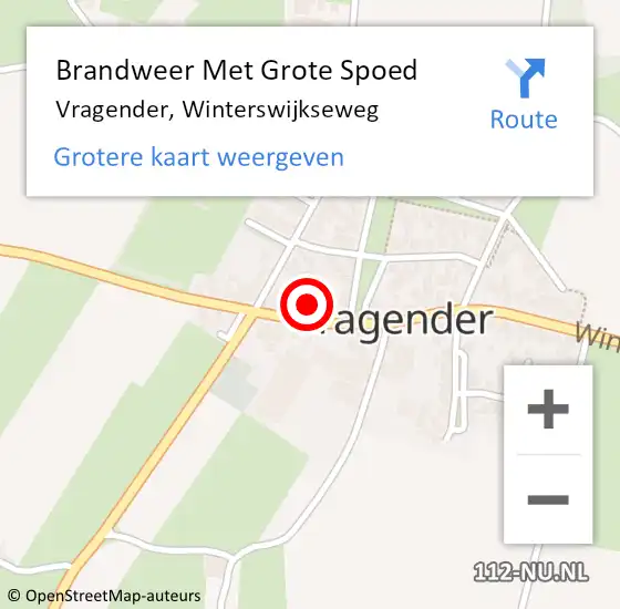 Locatie op kaart van de 112 melding: Brandweer Met Grote Spoed Naar Vragender, Winterswijkseweg op 21 mei 2014 01:59