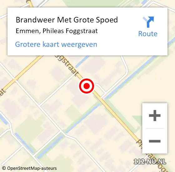 Locatie op kaart van de 112 melding: Brandweer Met Grote Spoed Naar Emmen, Phileas Foggstraat op 6 oktober 2020 03:03