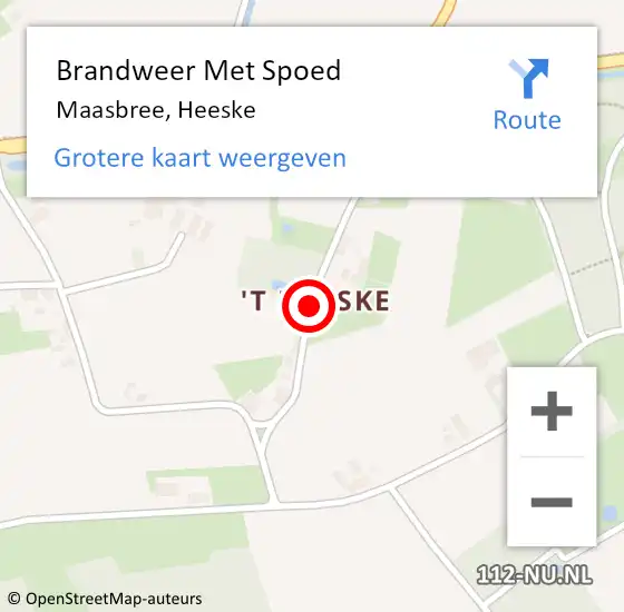 Locatie op kaart van de 112 melding: Brandweer Met Spoed Naar Maasbree, Heeske op 6 oktober 2020 05:19