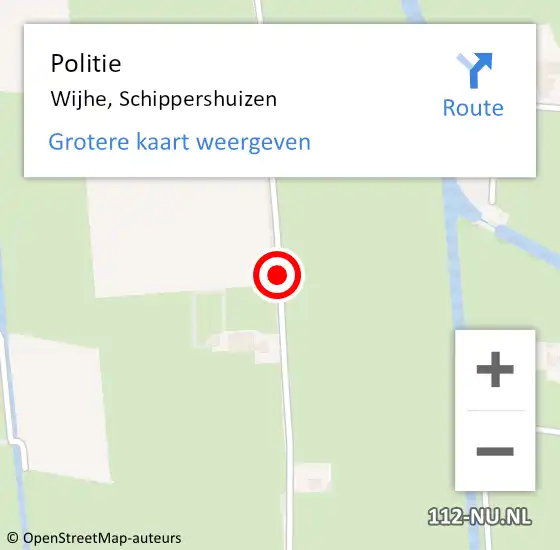 Locatie op kaart van de 112 melding: Politie Wijhe, Schippershuizen op 6 oktober 2020 06:56