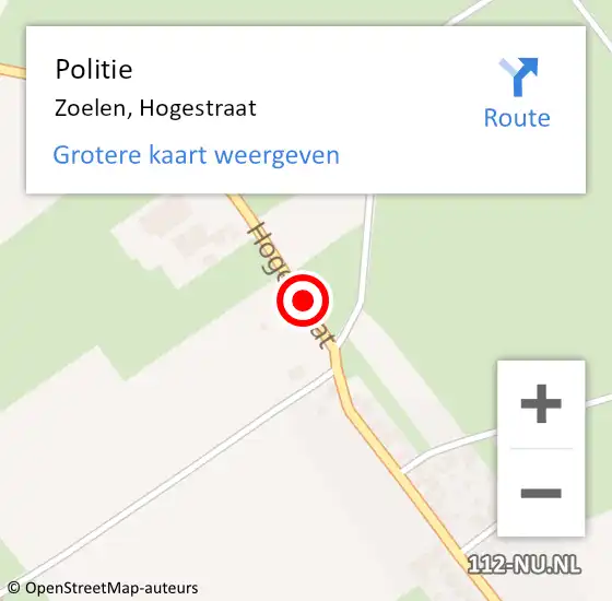Locatie op kaart van de 112 melding: Politie Zoelen, Hogestraat op 6 oktober 2020 07:12