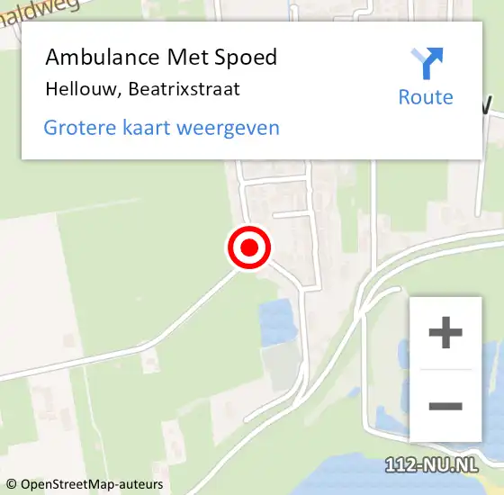 Locatie op kaart van de 112 melding: Ambulance Met Spoed Naar Hellouw, Beatrixstraat op 6 oktober 2020 07:13