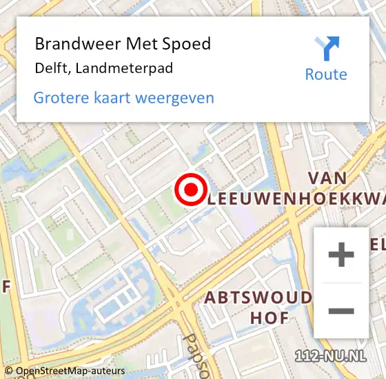 Locatie op kaart van de 112 melding: Brandweer Met Spoed Naar Delft, Landmeterpad op 6 oktober 2020 07:16