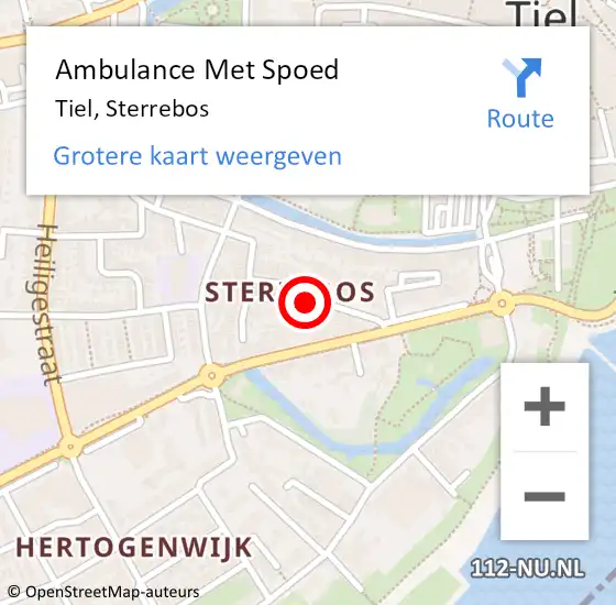 Locatie op kaart van de 112 melding: Ambulance Met Spoed Naar Tiel, Sterrebos op 6 oktober 2020 11:31