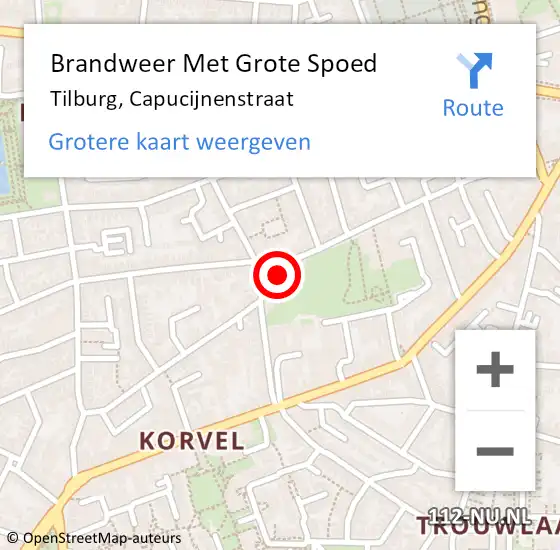 Locatie op kaart van de 112 melding: Brandweer Met Grote Spoed Naar Tilburg, Capucijnenstraat op 6 oktober 2020 12:56