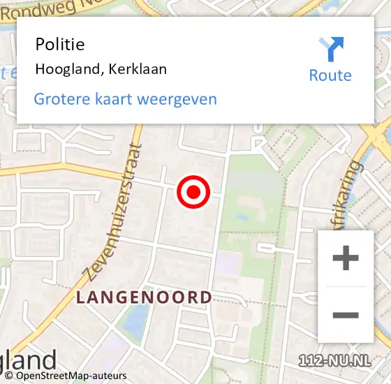 Locatie op kaart van de 112 melding: Politie Hoogland, Kerklaan op 6 oktober 2020 13:05