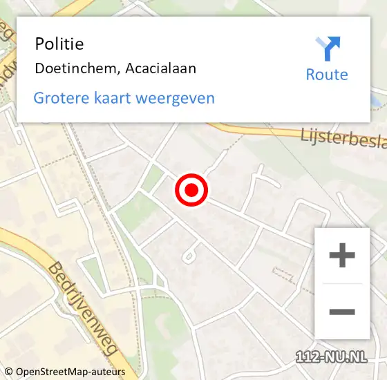 Locatie op kaart van de 112 melding: Politie Doetinchem, Acacialaan op 6 oktober 2020 14:15