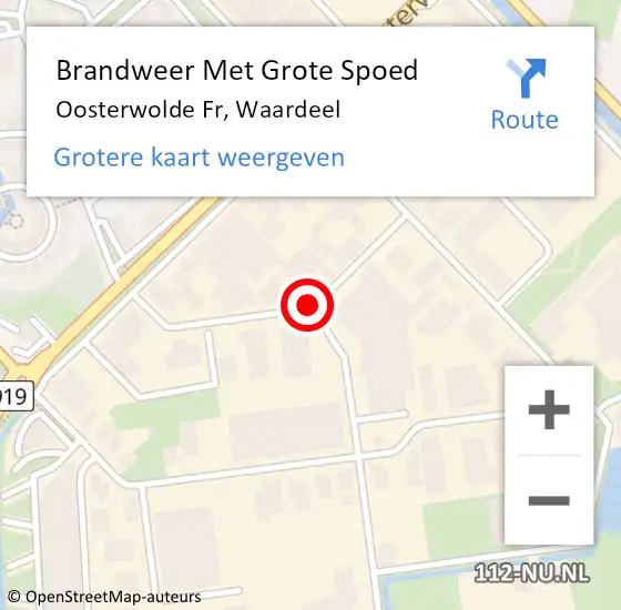 Locatie op kaart van de 112 melding: Brandweer Met Grote Spoed Naar Oosterwolde Fr, Waardeel op 6 oktober 2020 14:59