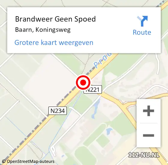 Locatie op kaart van de 112 melding: Brandweer Geen Spoed Naar Baarn, Koningsweg op 6 oktober 2020 15:54