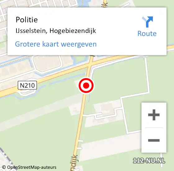 Locatie op kaart van de 112 melding: Politie IJsselstein, Hogebiezendijk op 6 oktober 2020 17:12