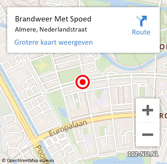 Locatie op kaart van de 112 melding: Brandweer Met Spoed Naar Almere, Nederlandstraat op 6 oktober 2020 18:42