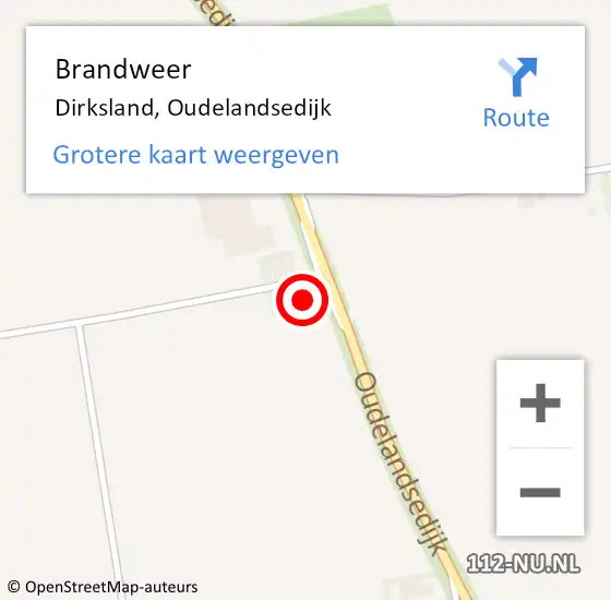 Locatie op kaart van de 112 melding: Brandweer Dirksland, Oudelandsedijk op 21 mei 2014 07:00