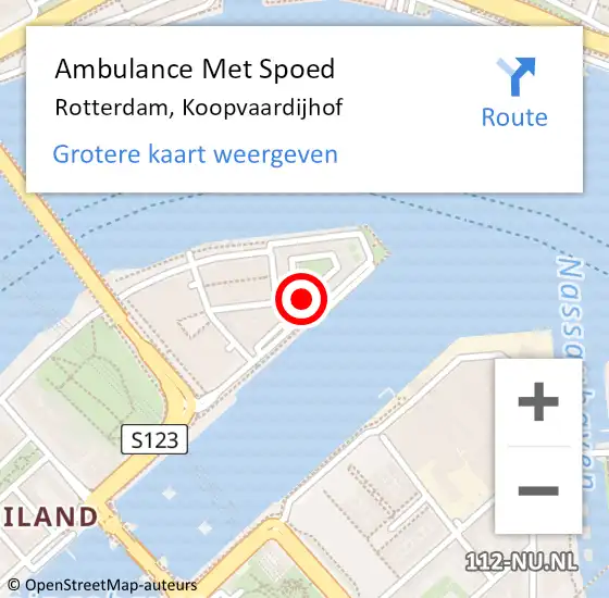 Locatie op kaart van de 112 melding: Ambulance Met Spoed Naar Rotterdam, Koopvaardijhof op 6 oktober 2020 21:41