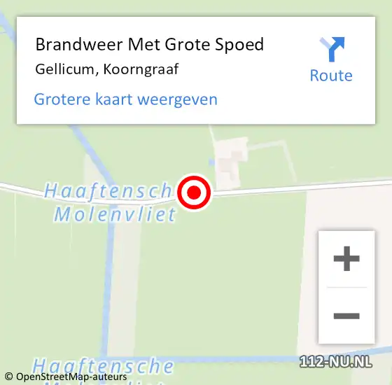 Locatie op kaart van de 112 melding: Brandweer Met Grote Spoed Naar Gellicum, Koorngraaf op 21 mei 2014 07:10