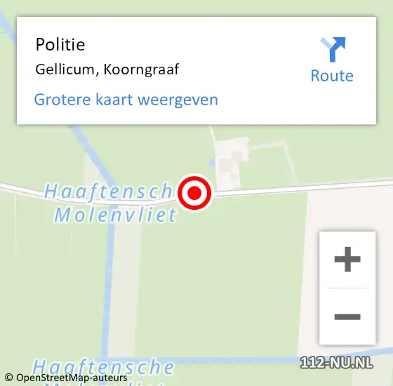 Locatie op kaart van de 112 melding: Politie Gellicum, Koorngraaf op 21 mei 2014 07:10