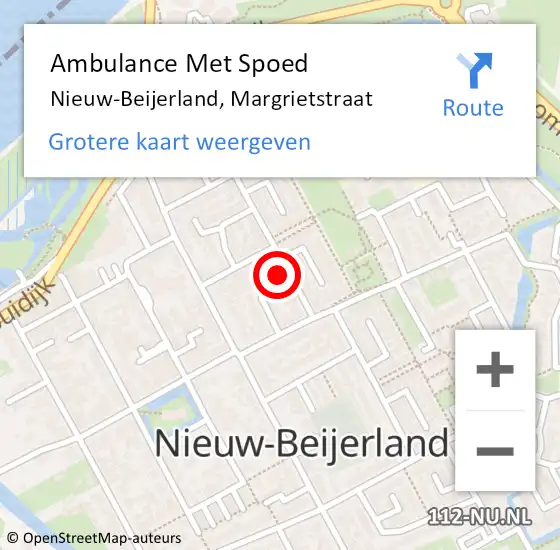 Locatie op kaart van de 112 melding: Ambulance Met Spoed Naar Nieuw-Beijerland, Margrietstraat op 21 mei 2014 07:22