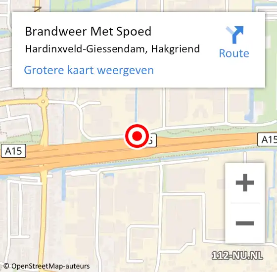 Locatie op kaart van de 112 melding: Brandweer Met Spoed Naar Hardinxveld-Giessendam, Hakgriend op 7 oktober 2020 02:17