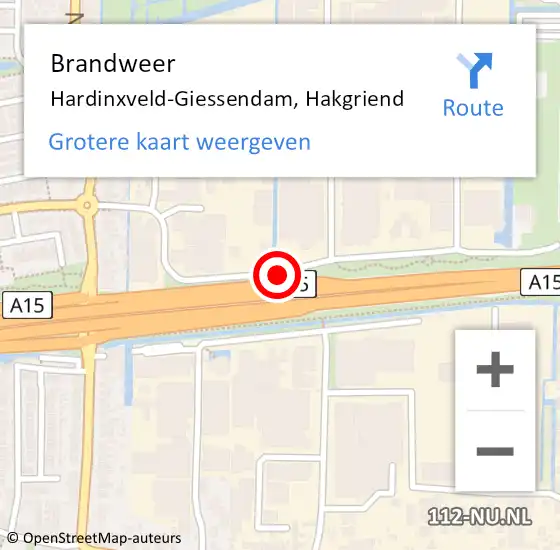 Locatie op kaart van de 112 melding: Brandweer Hardinxveld-Giessendam, Hakgriend op 7 oktober 2020 02:22