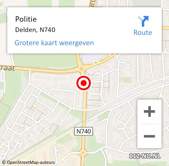 Locatie op kaart van de 112 melding: Politie Delden, N740 op 7 oktober 2020 07:14