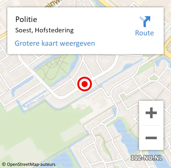 Locatie op kaart van de 112 melding: Politie Soest, Hofstedering op 7 oktober 2020 09:34