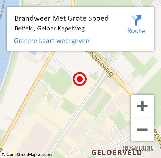 Locatie op kaart van de 112 melding: Brandweer Met Grote Spoed Naar Belfeld, Geloer Kapelweg op 7 oktober 2020 09:59