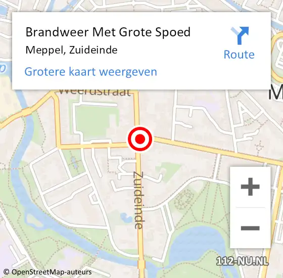 Locatie op kaart van de 112 melding: Brandweer Met Grote Spoed Naar Meppel, Zuideinde op 7 oktober 2020 10:17