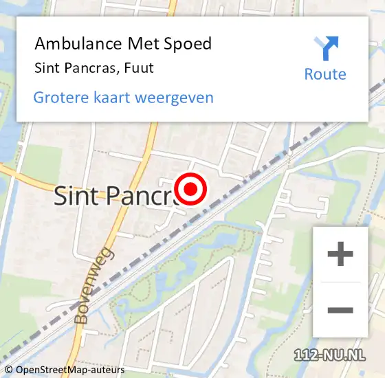 Locatie op kaart van de 112 melding: Ambulance Met Spoed Naar Sint Pancras, Fuut op 7 oktober 2020 11:20