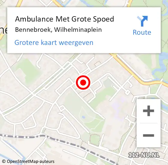 Locatie op kaart van de 112 melding: Ambulance Met Grote Spoed Naar Bennebroek, Wilhelminaplein op 7 oktober 2020 11:42