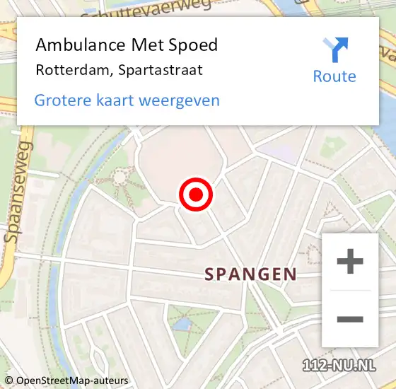 Locatie op kaart van de 112 melding: Ambulance Met Spoed Naar Rotterdam, Spartastraat op 7 oktober 2020 13:04