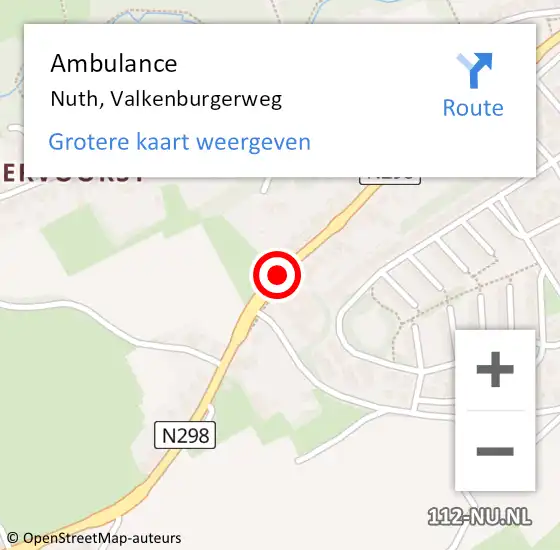 Locatie op kaart van de 112 melding: Ambulance Nuth, Valkenburgerweg op 7 oktober 2020 13:05