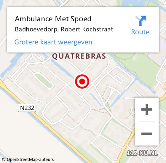 Locatie op kaart van de 112 melding: Ambulance Met Spoed Naar Badhoevedorp, Robert Kochstraat op 7 oktober 2020 13:23