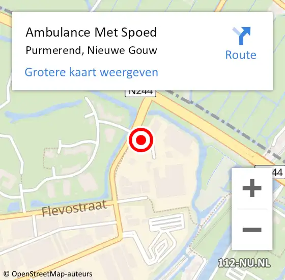 Locatie op kaart van de 112 melding: Ambulance Met Spoed Naar Purmerend, Nieuwe Gouw op 7 oktober 2020 13:40