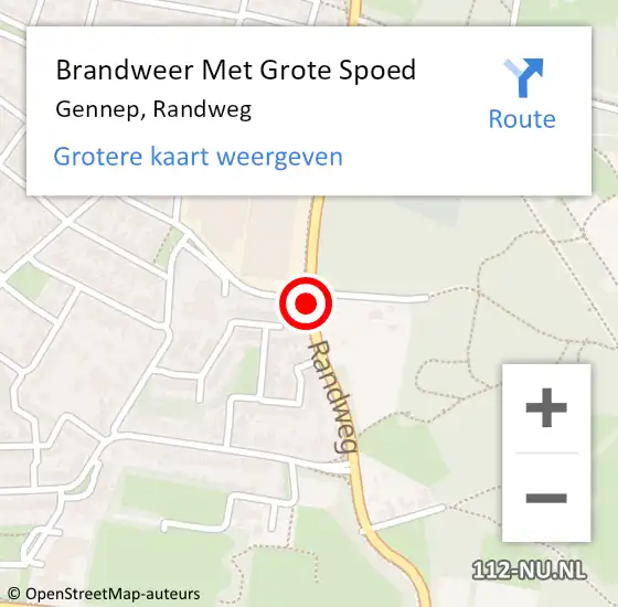 Locatie op kaart van de 112 melding: Brandweer Met Grote Spoed Naar Gennep, Randweg op 7 oktober 2020 13:45