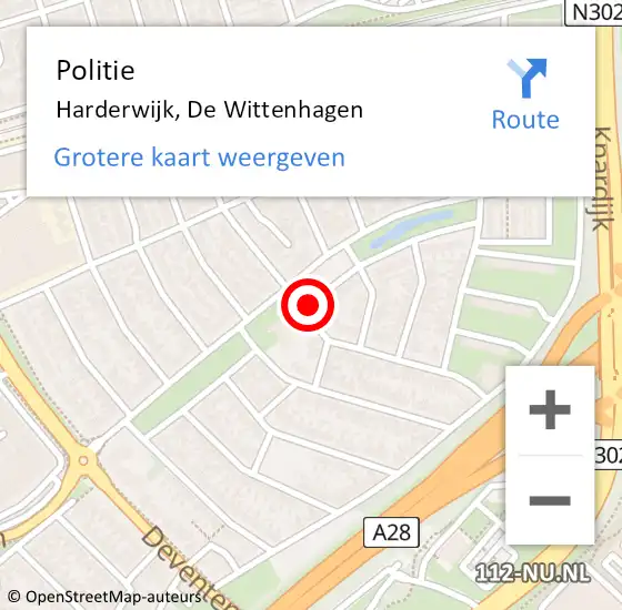 Locatie op kaart van de 112 melding: Politie Harderwijk, De Wittenhagen op 7 oktober 2020 14:35