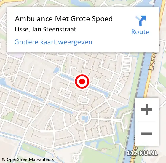 Locatie op kaart van de 112 melding: Ambulance Met Grote Spoed Naar Lisse, Jan Steenstraat op 7 oktober 2020 15:49