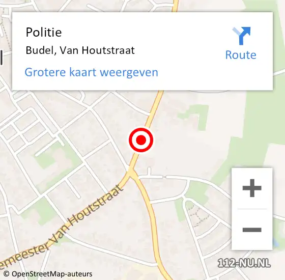 Locatie op kaart van de 112 melding: Politie Budel, Van Houtstraat op 7 oktober 2020 15:53