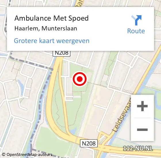 Locatie op kaart van de 112 melding: Ambulance Met Spoed Naar Haarlem, Munterslaan op 7 oktober 2020 16:36