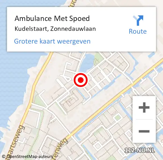 Locatie op kaart van de 112 melding: Ambulance Met Spoed Naar Kudelstaart, Zonnedauwlaan op 7 oktober 2020 16:42