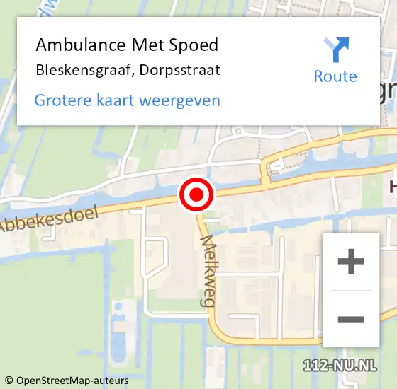 Locatie op kaart van de 112 melding: Ambulance Met Spoed Naar Bleskensgraaf, Dorpsstraat op 7 oktober 2020 16:52